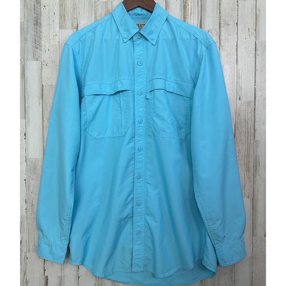 Duluth Trading Mens Outdoor Fishing Shirt Tall Medium Blue Vented Hike Gorpcore - Picture 1 of 10